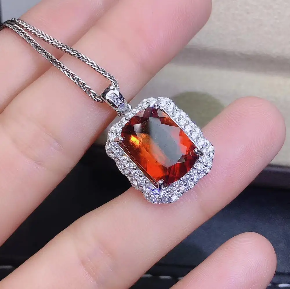 High Quality Fashion Woman Pendant 100% Natural and Real vivid orange necklace pendant  925 silver Fine jewelry Pendant