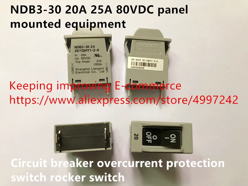 Original new 100% NDB3-30 20A 25A 80VDC panel mounted equipment circuit breaker overcurrent protection switch rocker switch
