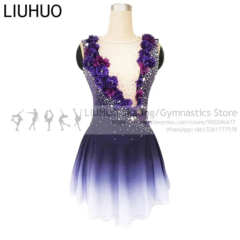 

Custom Ice Skating Dress Women's Girls' Purple Gradient Figure Skating Dress Competition Professional Performance Custumes