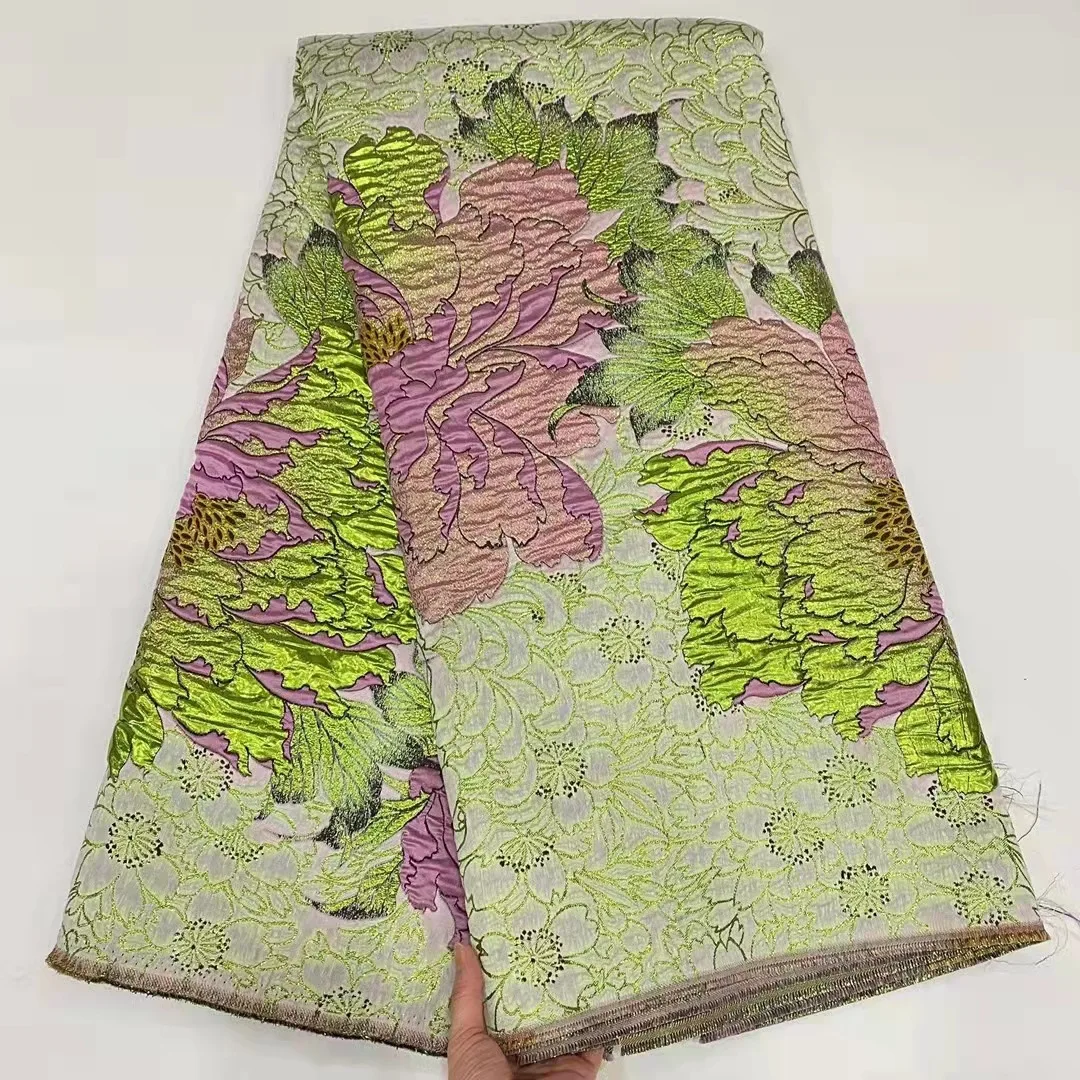 5 YardsEthnic Embroidery Dress and Cheongsam Gold Thread Embossed Jacquard Bronzing Fabric European American Brocade