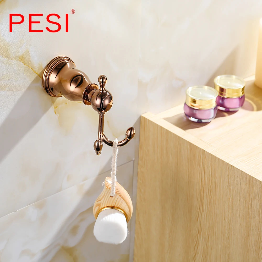 Messing Bad Zubehör Rose Gold Robe Mantel Haken Handtuch Schiene Rack Bar Regal Wc Papier Tissue Halter Hardware Set.