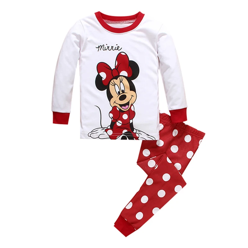 Conjunto de pijama de Minnie Mouse para niños y niñas, camiseta de manga larga y pantalones de dibujos animados de Anna y Elsa, de 1 a 7 piezas,