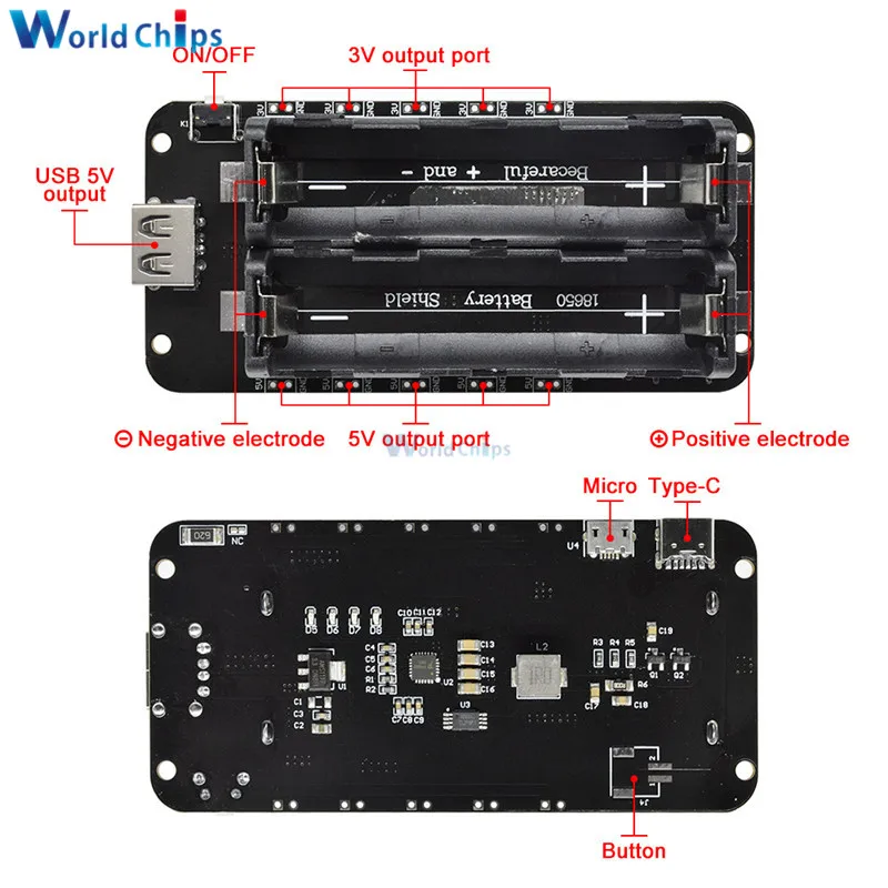 ESP32 ESP32S 18650 Lithium Battery Shield V8 V9 5V/3A 3V/1A Power Bank Battery Charging Module Micro USB For Arduino ESP8266 WIF