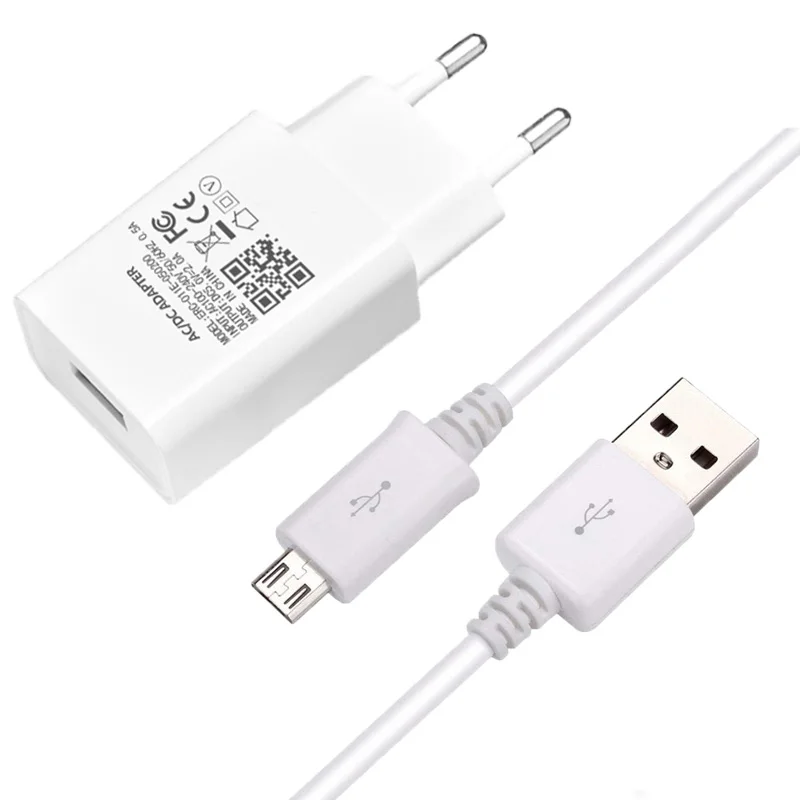 USB Charger EU Plug Charging Data Cable For Samsung Galaxy A10 S7 S6 edge S5 S4 Note 4 5 J3 J5 J7 2016 2017 A6 + Micro USB Cable 