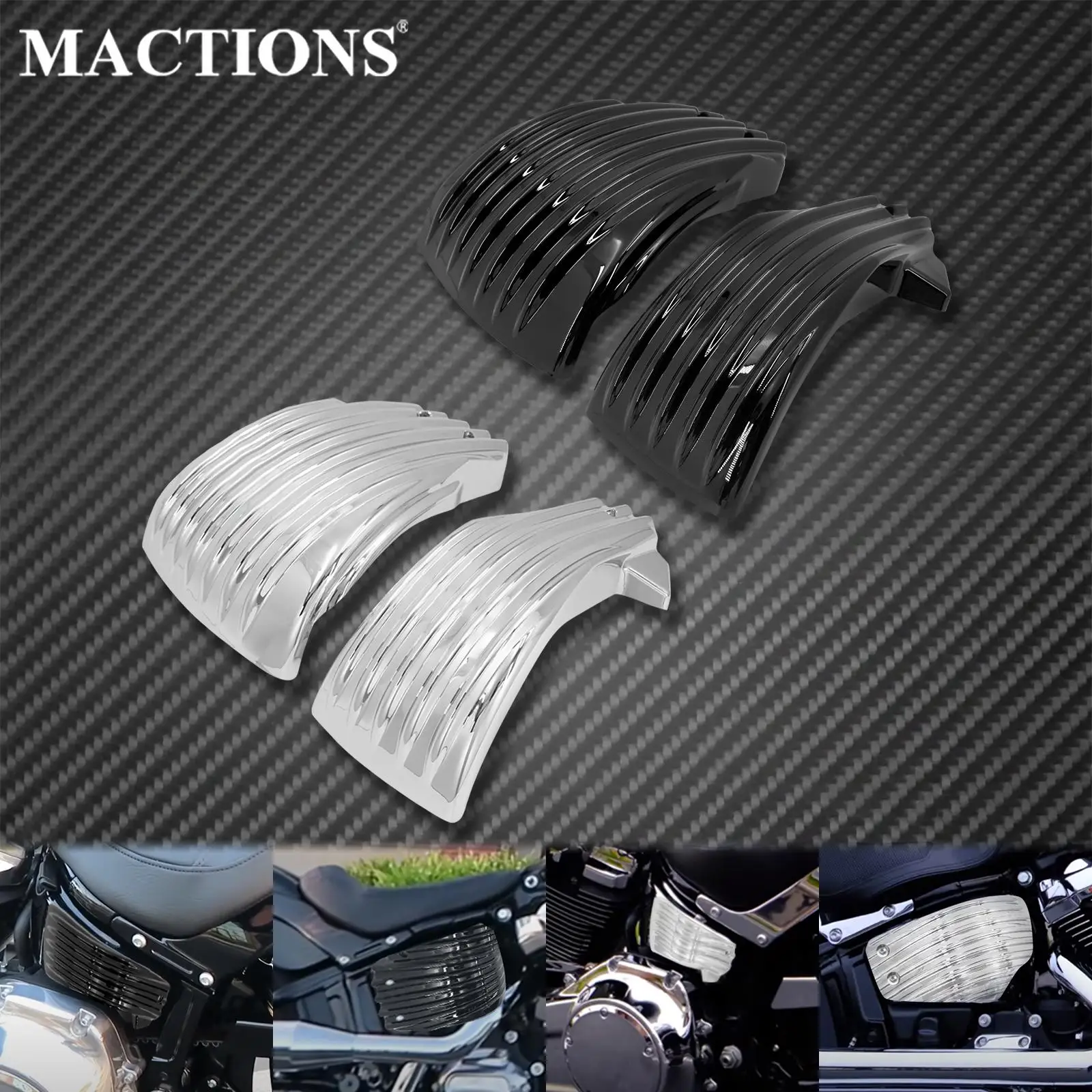 Motorcycle Stripe Side Battery Housing Cover Fairing Black Chrome ABS Guard Cover For Harley Softail M8 Breakout BOB 2018-2021