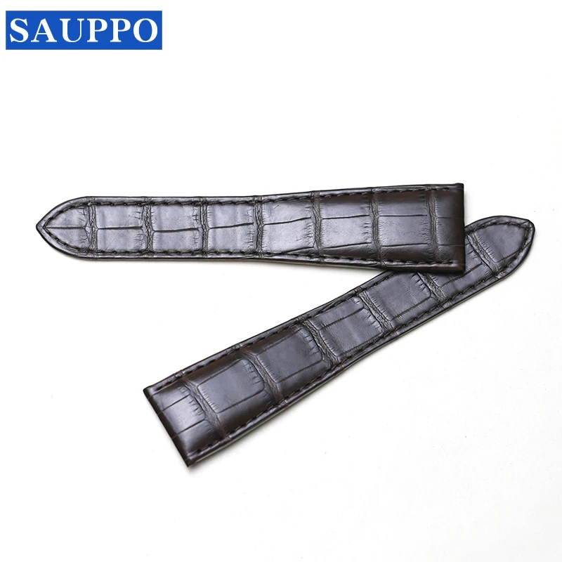 

SAUPPO Suitable for Cartier Watch 23mm Accessories Watchband Black Dark Brown Genuine Crocodile Leather Watch Belt Concise