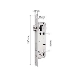 Mortaja de cuerpo de cerradura para puerta de aluminio, cerradura inteligente, 3585, 4585, 6085