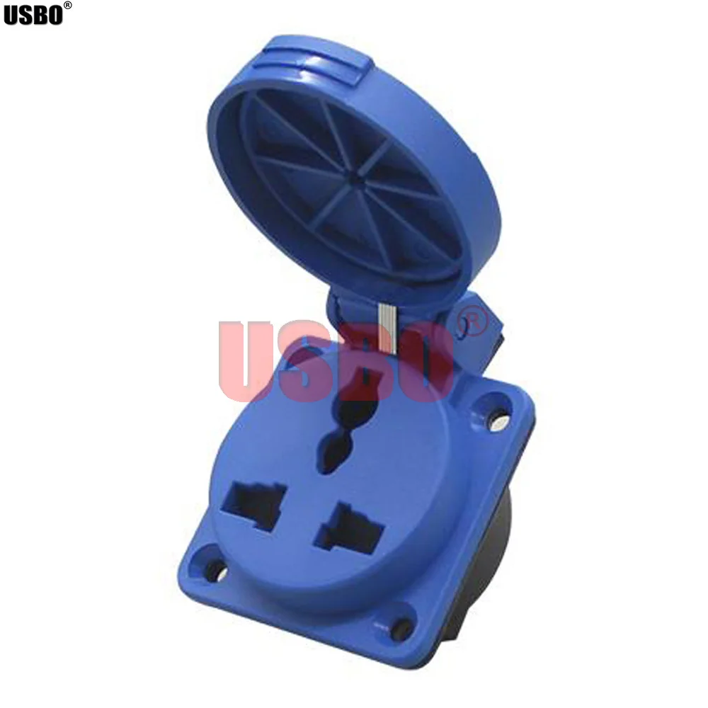 Blue IP54 round cover outdoor waterproof socket universal AC Power Socket Dustproof Waterproof Multifunction Industrial outlet