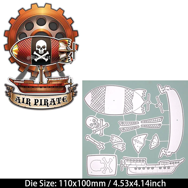 Steampunk Air Pirate Ship Cutting Dies Halloween Airship Metal Stencil For DIY Scrapbooking Card Craft