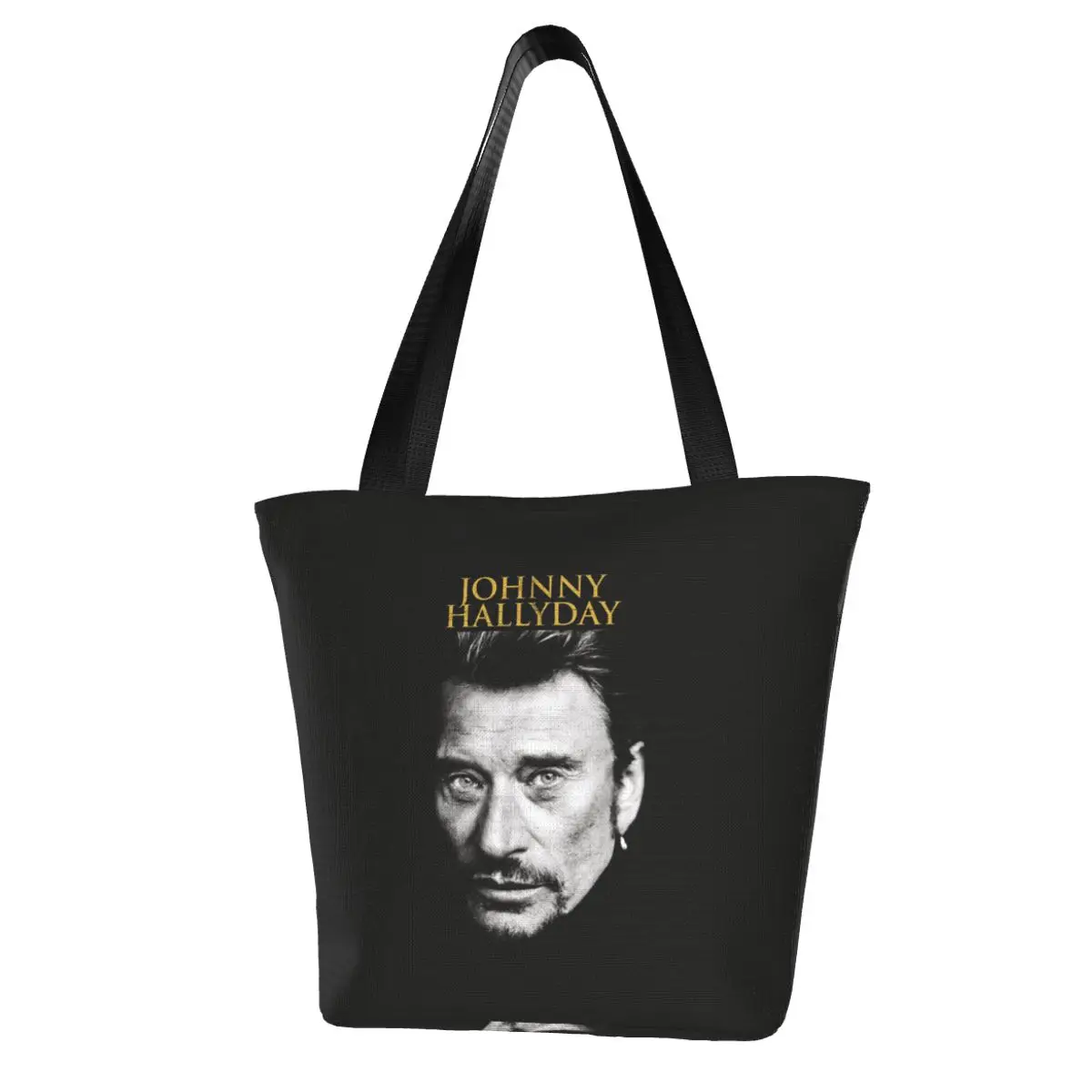 Johnny Hallyday Polyester Outdoor Mädchen Handtasche, Frau Einkaufstasche, Umhängetasche, Segeltuch tasche, Geschenkt üte