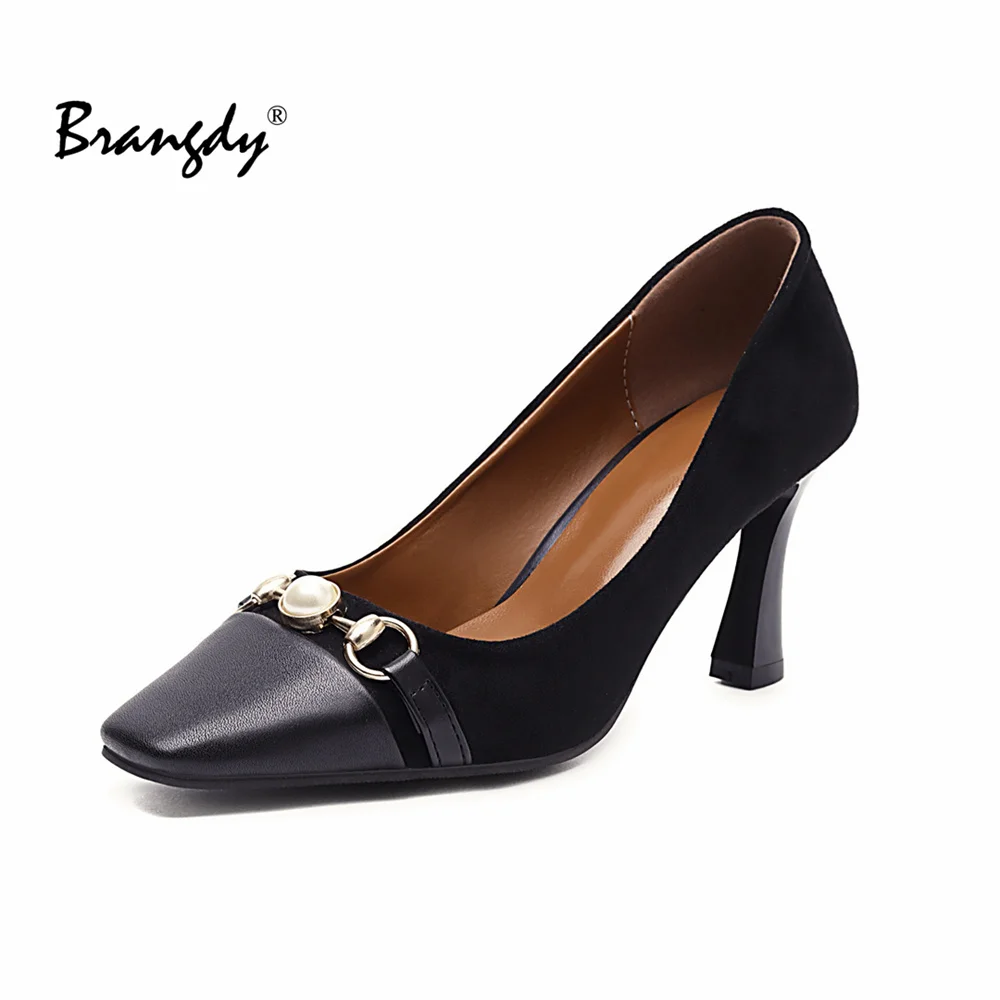 

Brangdy New Four Seasons Thick Heel Ladies Brand Classic High Heels Fashion Pointed Toe Color Matching Work Shoes Women shoes