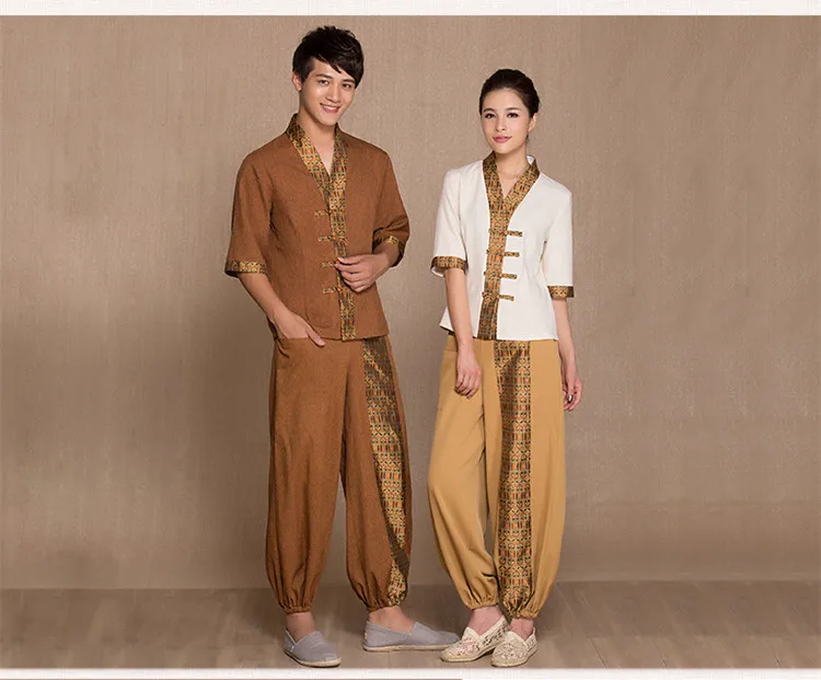 2023 frühling/Herbst Neue Thai Massage Uniform Polyester Top + Hosen Set Schönheit Club Arbeitskleidung Gesundheit Salon Uniform – Detail 6