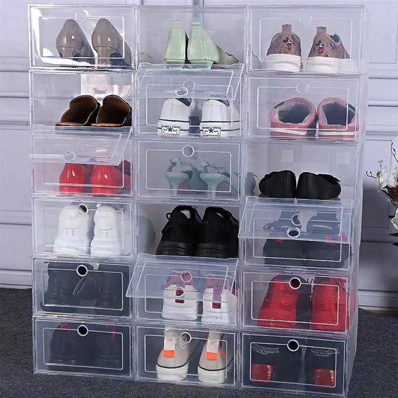 Plastic sorting box shoe organizer Plastic sorting box Fold Plastic Thickened Transparent Drawer Case Plastic  Stackable Box