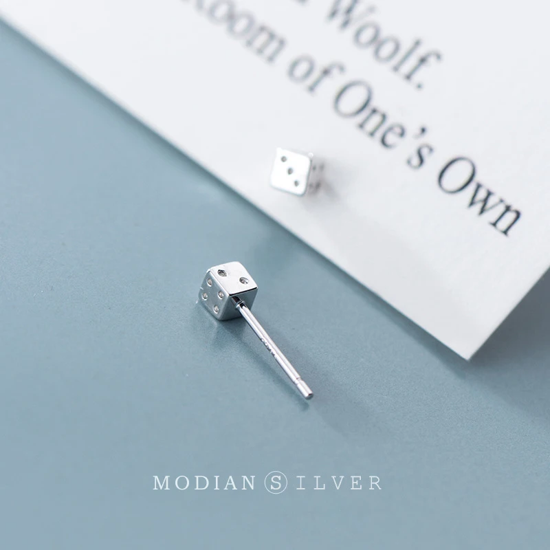 Modian Fashion Number Dice Creative Stud Earring for Women 925 Sterling Silver Anti-allergy Ear Pin Fine Jewelry Brithday Gift