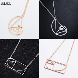 Punk Stainless Steel Necklace Fibonacci Golden Ratio Pendant Necklaces Fibonacci Spiral Jewelry Science Graducation Gift