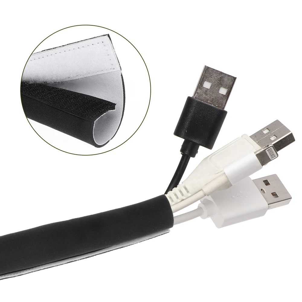 

DIY Cable Management Sleeve Braided Sleeves Cords Organizer Wire Hider Protector Flexible Cuttable Neoprene for Office Computer