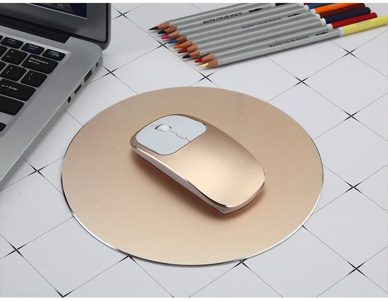 Ratón óptico inalámbrico USB de 1600 DPI, receptor 2,4G, ratón superdelgado para PC, portátil, aleación de aluminio elegante, vida duradera