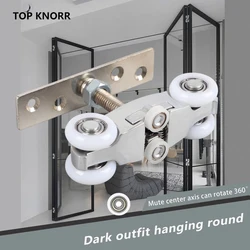 TOPKNORR Folding Door Push-Pull Partition Door Kitchen Barn Door Bathroom Retractable Balcony Sliding Door Without Rail