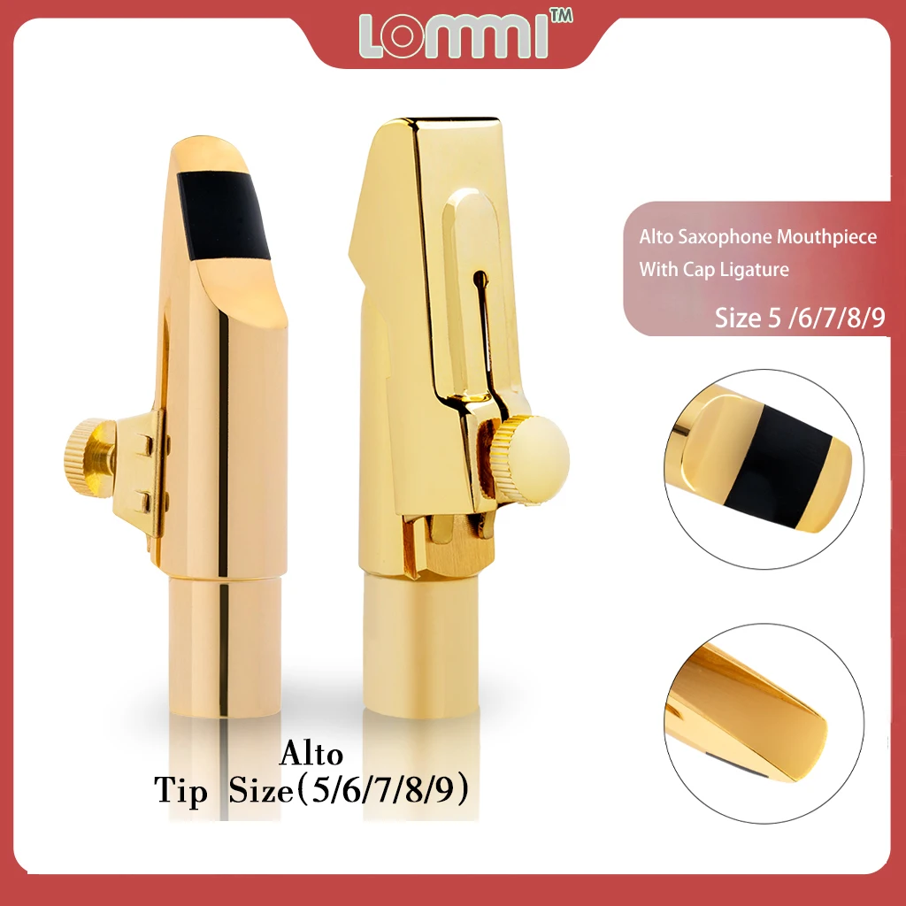 

LOMMI Professional Alto Saxophone Mouthpiece Cap Ligature Tone Alto Sax Tip Size 5/6/7/8/9 Saxophone Mouthpiece Accessories