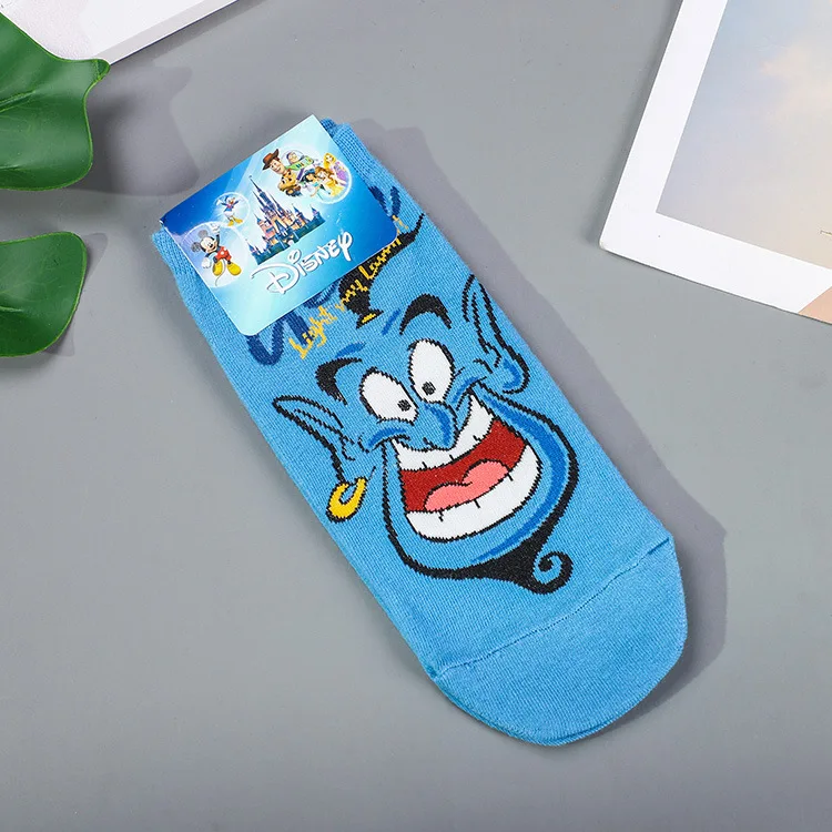 Chaussettes courtes à imprimé de dessin animé de Disney, Simba, sanglier, Aladdin, lampe, dieu, salutation, Harajuku, drôle, printemps, 1 paire