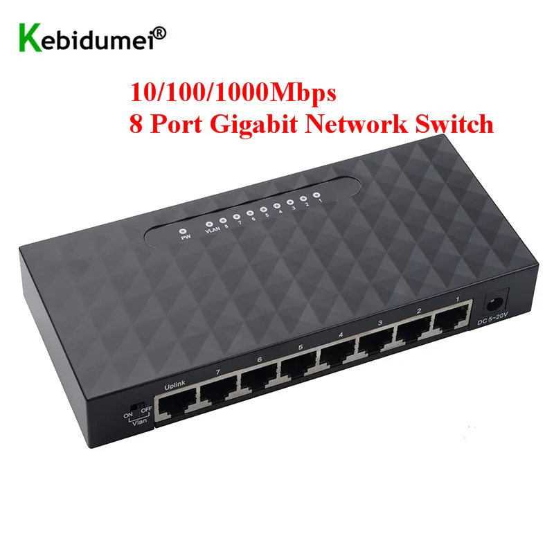 Kebidu RJ45 5 8 Port 100/1000Mbps gigabit splitter Ethernet network switch ethernet Lan Hub High Performance Ethernet EU Plug/US