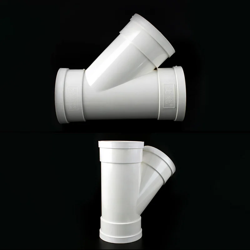 PVC White Inner Diameter 50 75 110 160mm Drain pipe inclined tee 45 Degree Tee Y TypeTee Drain pipe Fittings Tee joint 1 Pcs