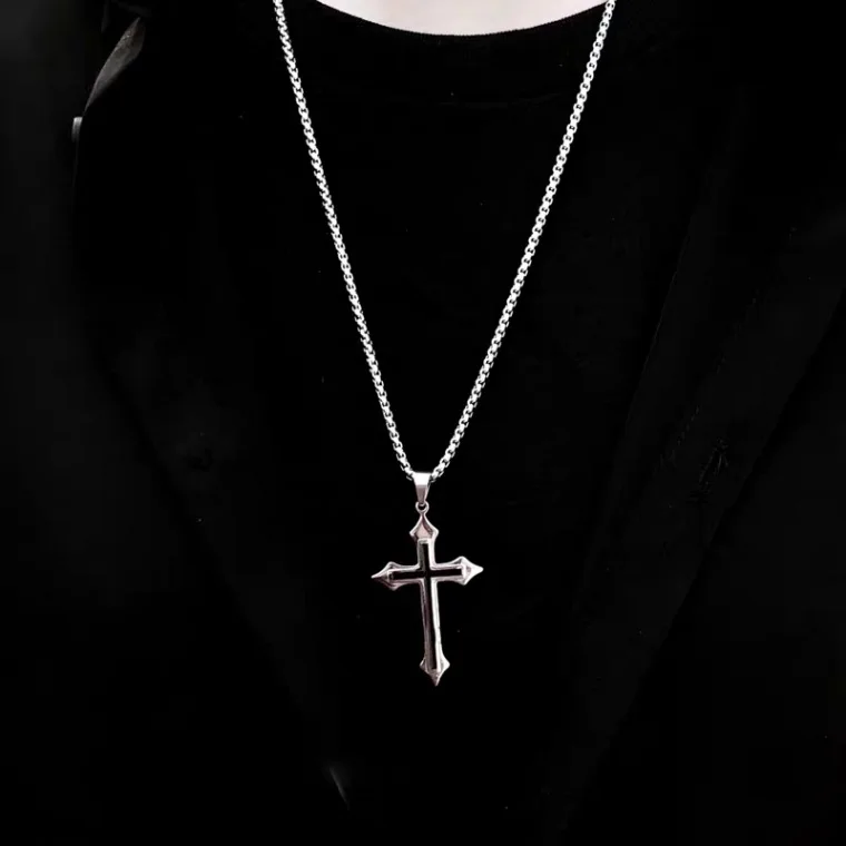 Harajuku Vintage grunge Cross Pendant chain Necklaces Unisex goth Punk e boy girl collares aesthetic accessories jewelry Gift