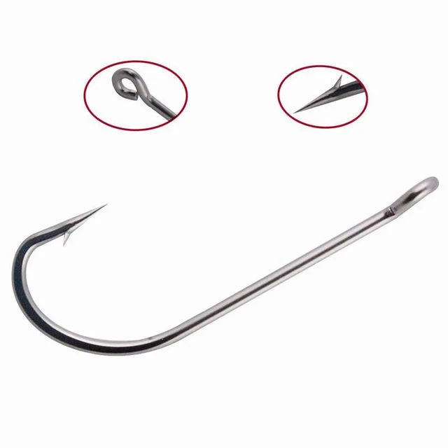 30 Pcs/10 Pcs/Pack Fishing Hook Pint Hook With Eye 50286 Sizie 3#-12# Sea Hook High Carbon Steel Silver Extra Long Hand