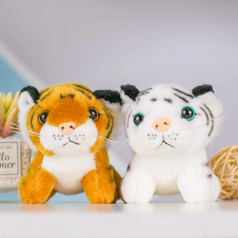 11cm Echt Leben Nette Tiger Leopard Anhänger Spielzeug Gefüllte Wald Tier Puppe PlushKey Ketten Kinder Kinder Cartoon Geburtstag Geschenk