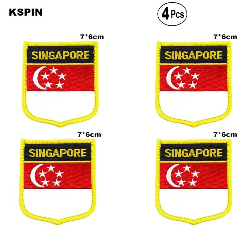 Singapore Shiled Shape flag patches national flag patches for Cothing DIY Decoration