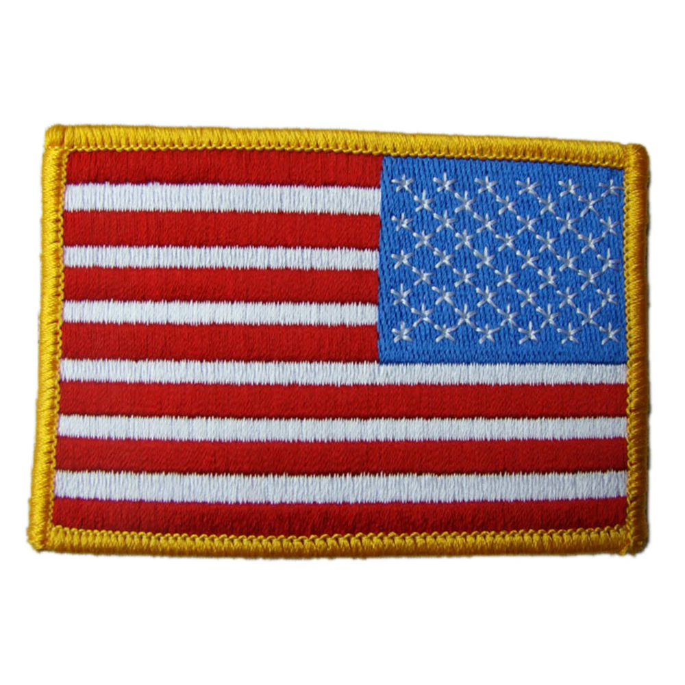 

AMERICAN US FLAG ARMBAND EMBROIDERED INSIGNIA SHOULDER PATCH GOLD BORDER