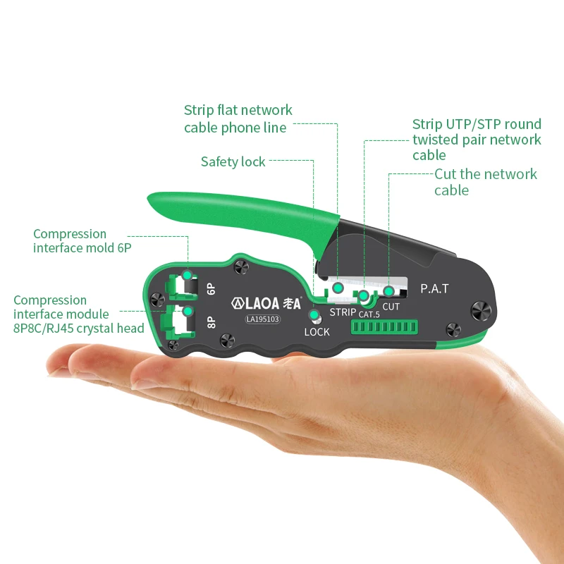 LAOA Crimping Pliers Crimper Network Tools Cable Stripper Wire Cutter Cutting Plier Terminal  Crimp Portable Tool