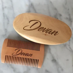 Personalized Wooden Beard Brush and Comb Set, Grooming Gift, Beard Brush, Mustache Grooming, Birthday Gift
