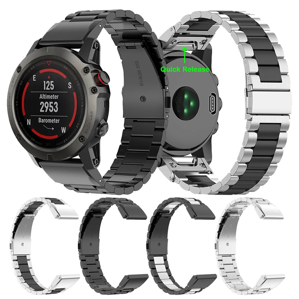

Классический металлический ремешок для Garmin Fenix 6 6X Pro, быстросъемный браслет для Fenix 5 5X Plus / 3 3HR 22 мм 26 мм, ремешок для часов Fenix6