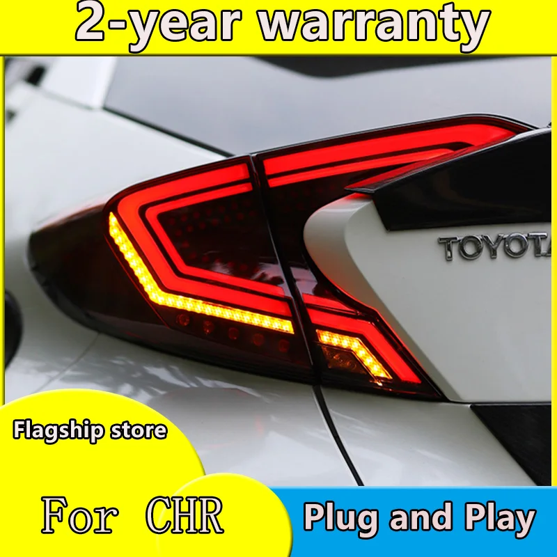 Car styling LED Taillight For Toyota CHR tail lights 2018 2019 Rear Fog Lamp + Brake Light + Reverse Light + Dynamic Turn Signal