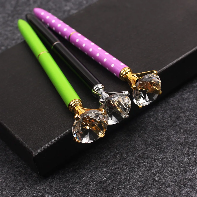 Upscale Diamond Metal Canetas Esferográficas para Crianças, Material Escolar Criativo, Negócio Escritório Papelaria Presente, Canetas de escrita, 1Pc