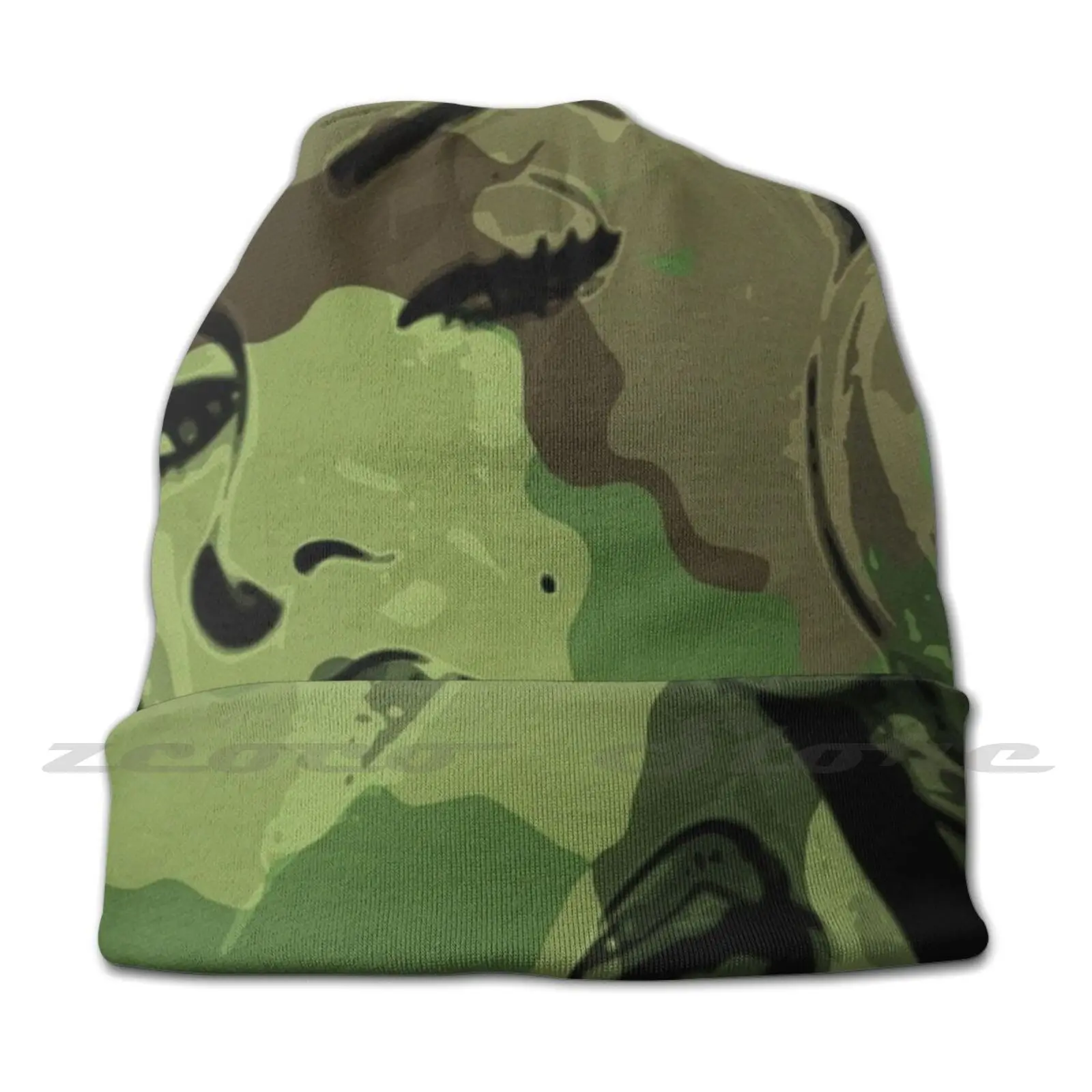 Marilyn Monroe Camouflage | Camo Print Marilyn Monroe Pop Art Diy Pullover Cap Knit Hat Plus Size Keep Warm Elastic Soft