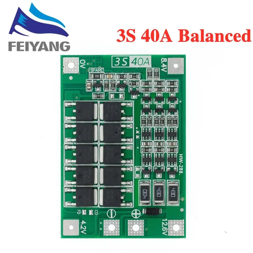 3S 4S 40A Li-ion Lithium Battery 18650 Charger PCB BMS Protection Board with Balance For Drill Motor 14.8V 16.8V Lipo Module