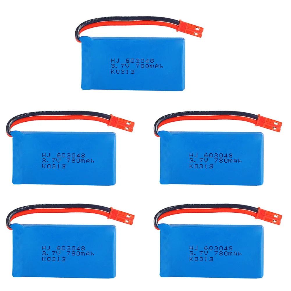 

5PCS 3.7V 780mAH lithium battery for WLtoys V626 V636 V686 quadrocopter 3.7 V 780 mAH JST plug 603048 Lipo battery