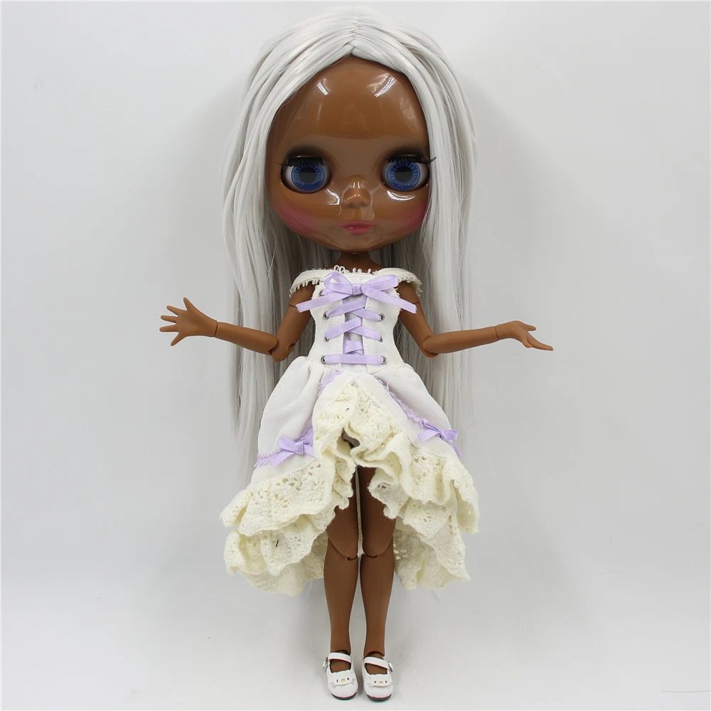 ICY DBS blythe doll super black skin joint body shiny face 30cm anime nude doll toy doll regalo per ragazze tono della pelle afroamericano