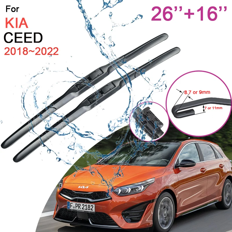 Car Front Windshield Wiper Blades for KIA Pro Ceed CD 2018 2019 2020 2021 2022 Two Frameless Rubber Snow Scraping Accessories