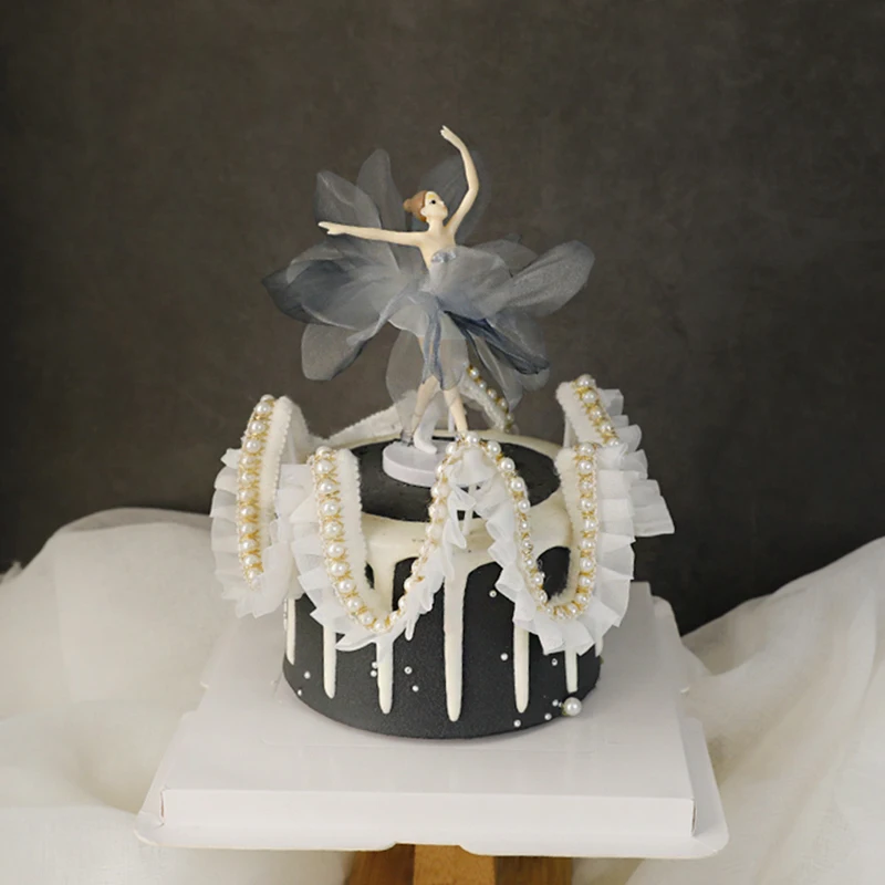 3pc Ballet Girls Cake Topper Dancing Girl Doll Decor Wedding Birthday Cake Decor Baby Girl 1st Favor Happy Birthday Party Decor