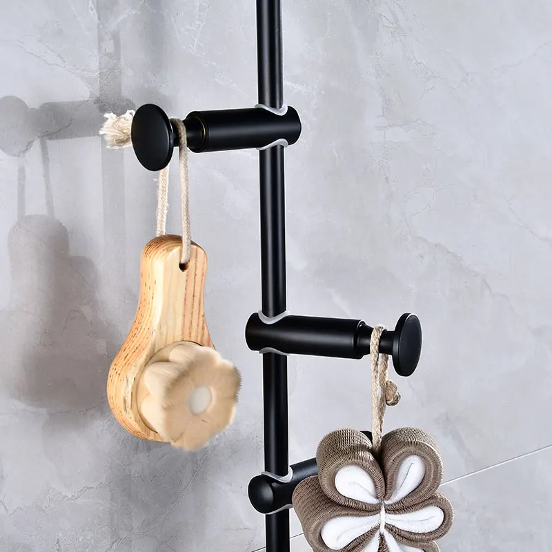 Imagem -04 - Ajuste Livre Solid Brass Coat Rack Preto Ganchos para Chapéus Cachecóis e Roupas Ganchos