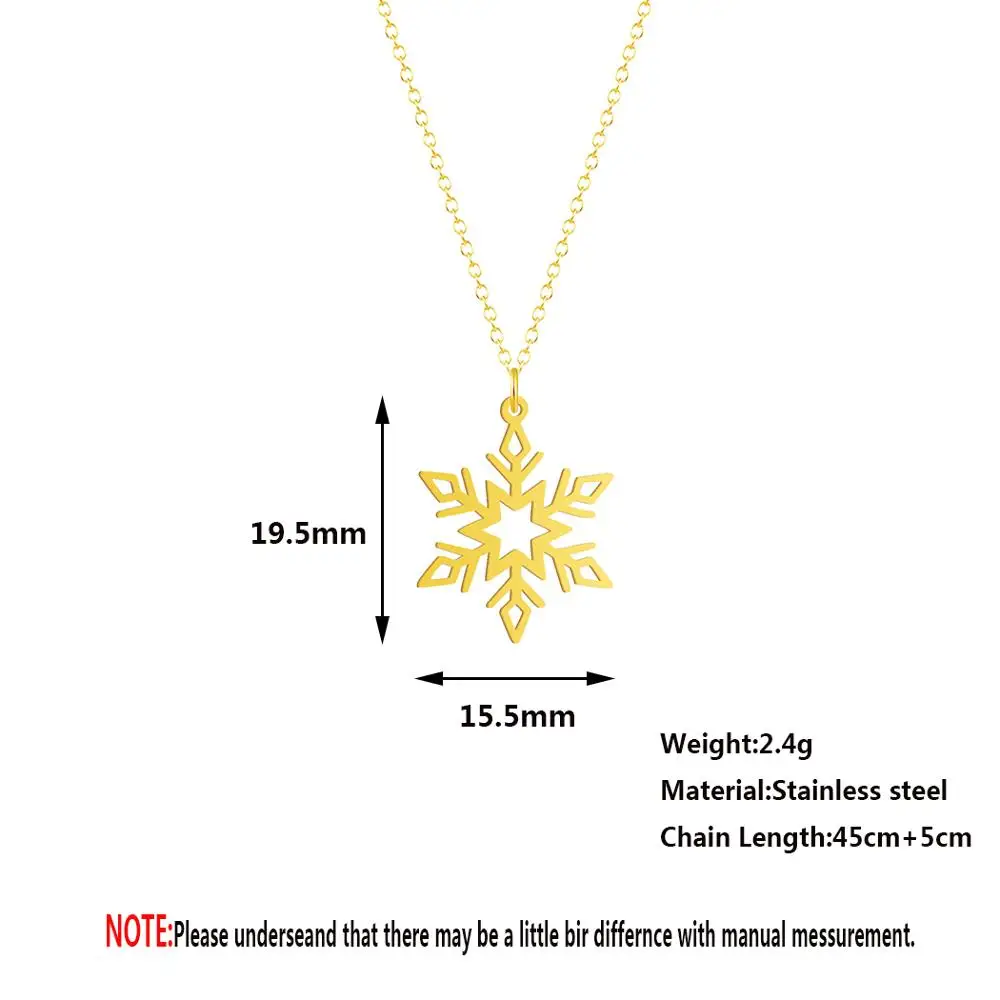 Chandler Snowflake Necklace Simplify Chocker Oragami Hollowout Snow Flake Flower Stainless Jewelry Christmas  for Women