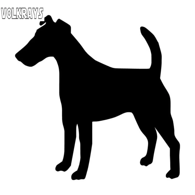 Volkrays Fashion Car Sticker Smooth Fox Terrier Dog Silhouette Accessories Reflective Vinyl Decal Black/Silver,13cm*13cm