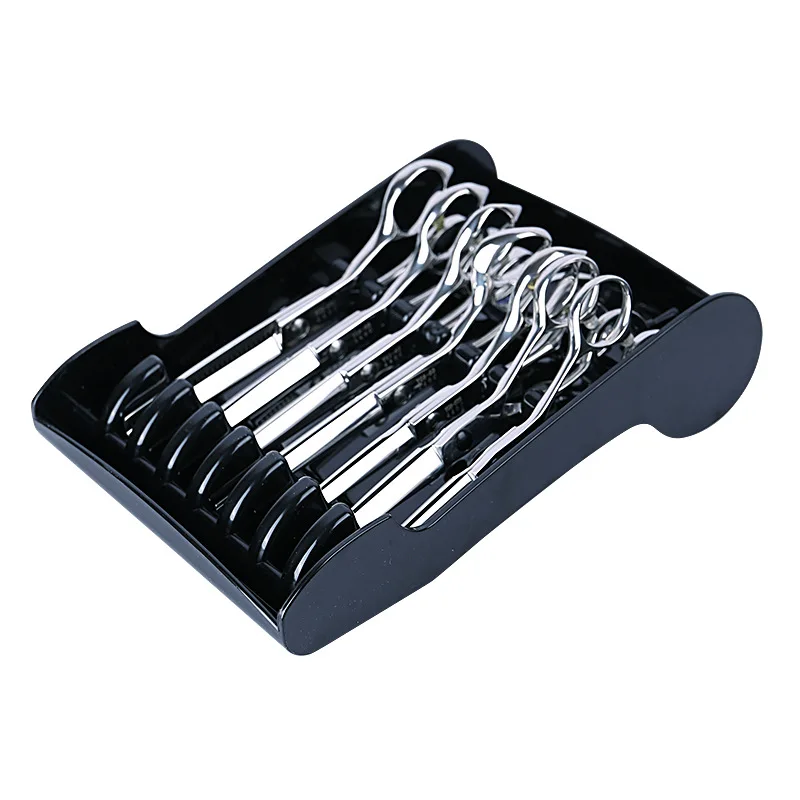 

Salon Barber Shears Stand Rack Case Hair Scissor Holder Rack 6 Holder Hair Scissor Organizer Storage Tray for Hairdresser