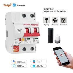 Smart Life(tuya) app 2p WiFi Smart Circuit Breaker overload short circuit protection with  Alexa google home for Smart Home