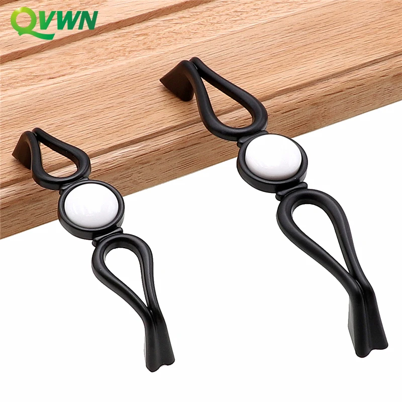 QVWN Черный Белый Керамический кухонный шкаф ручки для мебели ручка аксессуары ящик шкаф европейский античный