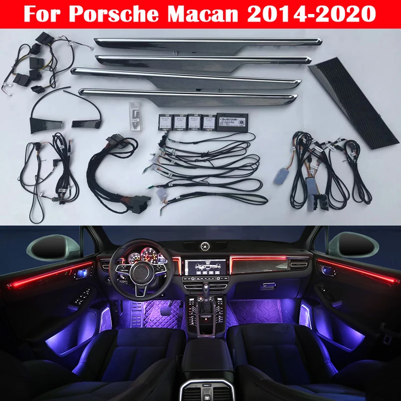 LED Für Porsche Macan 2014-2021 Auto beleuchtete Tür Panel Dashboard Umgebungs Licht Dekorative Atmosphäre Lampe 64-farbe