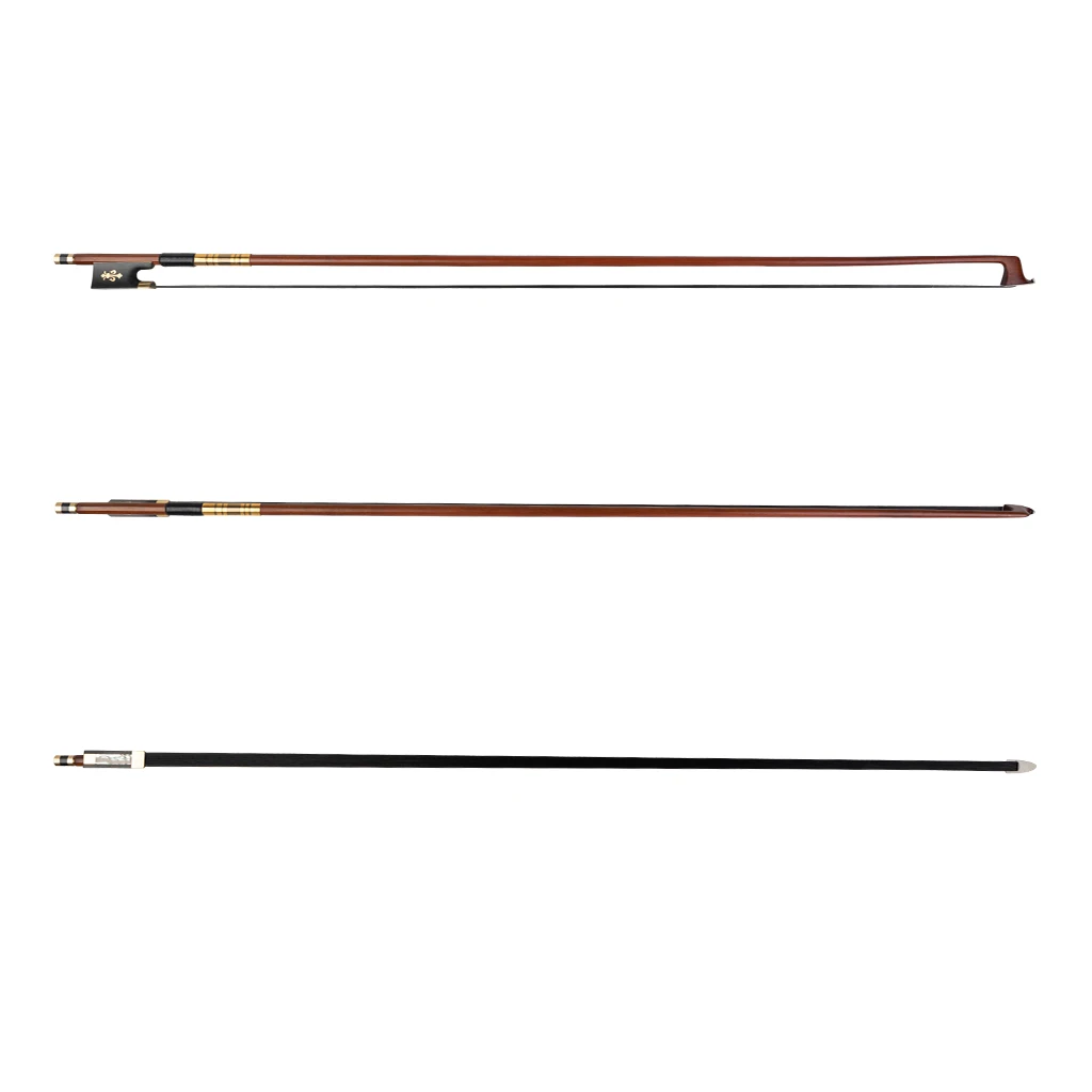 LOMMI 4/4 Full Size Brazilwood Violin Bow Black Horsehair Ebony Fleur-de-Lis Frog Well Balanced For Beginner And Student